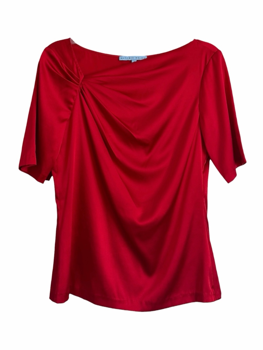ANTONIO MELANI Red Draped Short Sleeve Blouse